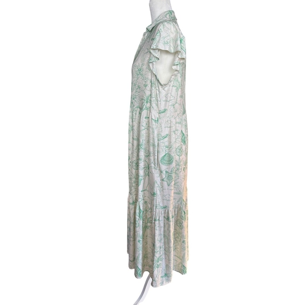 Jane and Delancey Pale Mint Botanical Collared Midi Dress - Picture 11 of 14